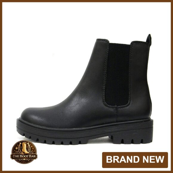 Women's Lug Sole Chelsea Ankle Booties with Elastic Gore
